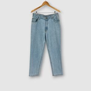 90s Vintage Geoffrey Beene Light Wash Straight Leg Jeans 33x30 100% Cotton Denim